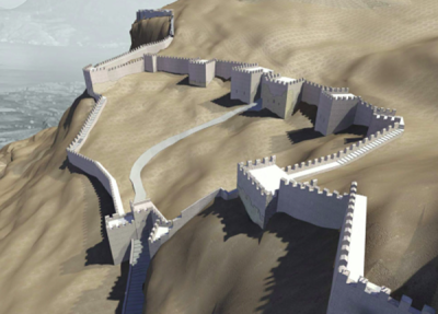Acrocorinth 3. brána rekonstrukce.png